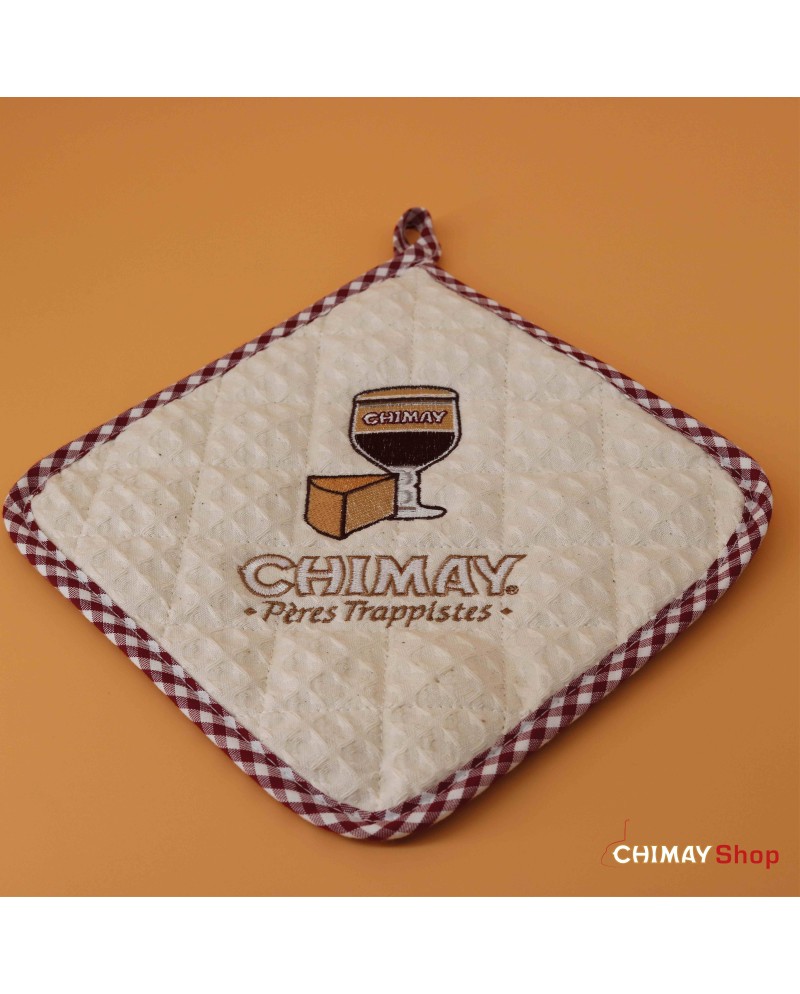 Beige oven mitt – red gingham