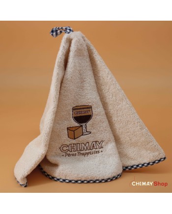 Torchon rond beige et bleu