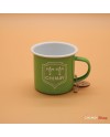 Green enameled mug