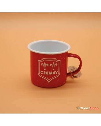 Red enameled mug