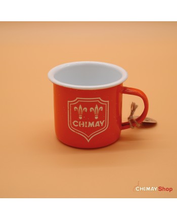Orange enameled mug